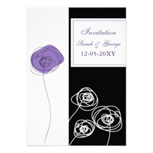 Blooming Purple Modern Wedding Invitation