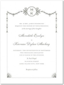 Thermography Wedding Invitations Draped Elegance : TH Charcoal